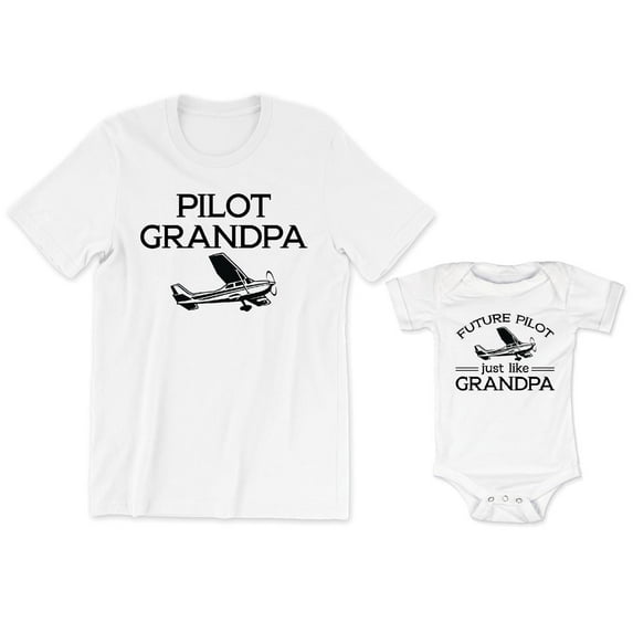 Pilot Grandpa Men's T-Shirt Men's T-Shirt Airplane Graphic Tee Future Pilot Just Like Grandpa Baby Bodysuit Kids Youth Toddler Shirt