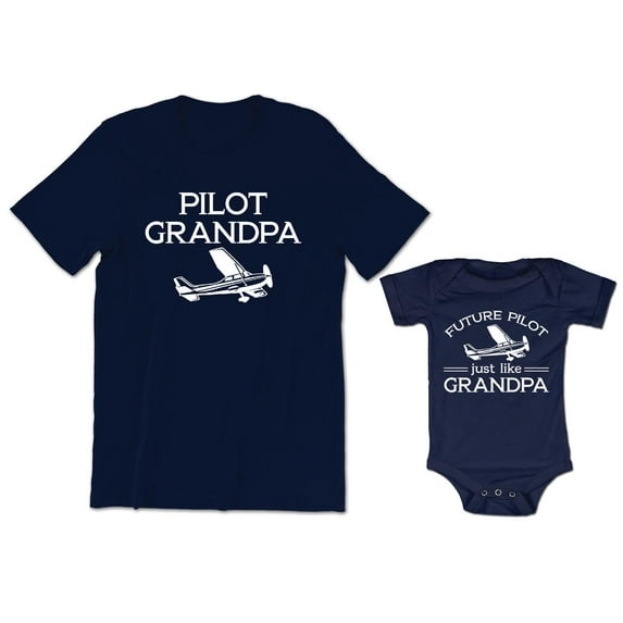 Pilot Grandpa Men's T-Shirt Men's T-Shirt Airplane Graphic Tee Future Pilot Just Like Grandpa Baby Bodysuit Kids Youth Toddler Shirt