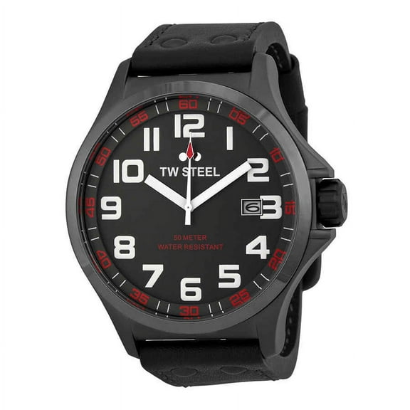 Pilot Grey Dial Titanium PVD Stainless Steel Mens Watch TW421