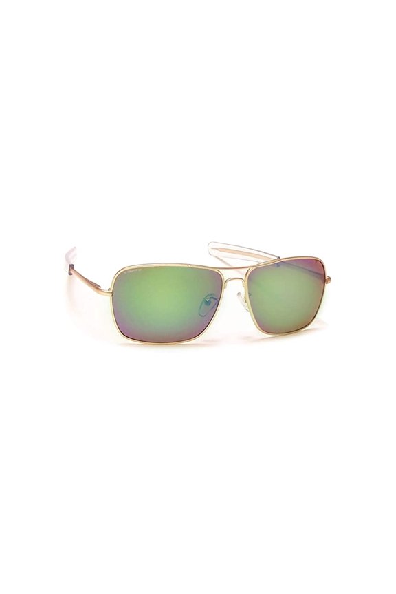 Pilot Handmade Polarized Sunglass - Matte Gold/Brown with Green Mirror