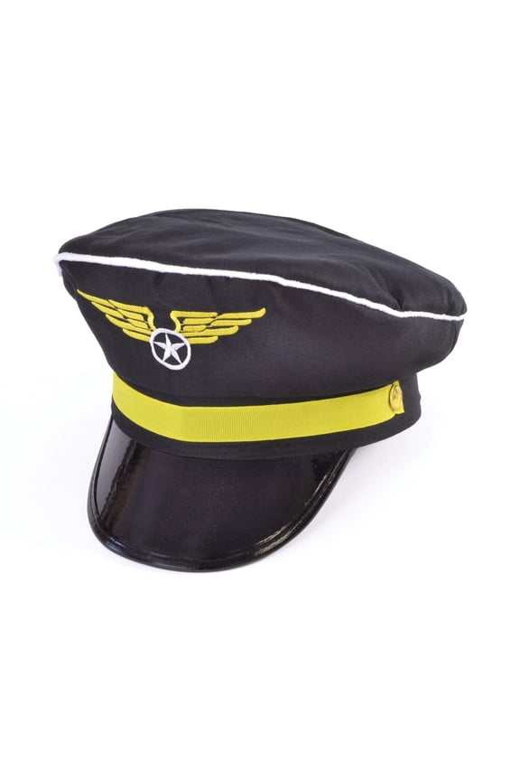Pilot Hat Hats Unisex One Size Adult Black Fancy Dress Party Book Week Halloween