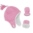 thumbnail image 1 of Pilot Hat for Kid Warm Fleece Beanie Cap Toddler with Earmuffs Trapper Hat and Mitten Set for Boys and Girls Sherpa Lined Earflap Cap Infant Light Pink 2-4Years, 1 of 5