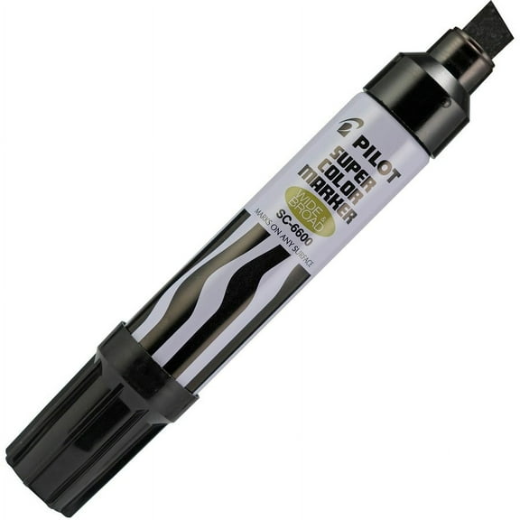 Pilot Jumbo Chisel Felt Tip Permanent Markers - Chisel Marker Point Style - Refillable - Black - White, Black Barrel - 1 Each | Bundle of 2 Each