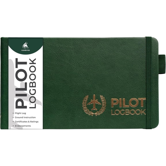 Pilot Logbook – Hardcover Flight Log Journal for Professional & Student Pilots – Aircraft Record Book, Aviation Gifts & Gear (Radar Green)