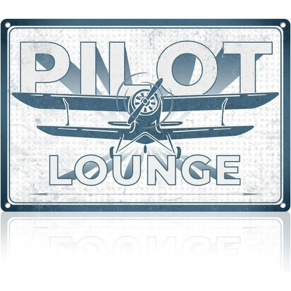 Pilot Lounge Metal Tin Sign Wall Art Decor Airplane Enthusiast Military Fan Pilot Gift for Men Vintage Poster DIY
