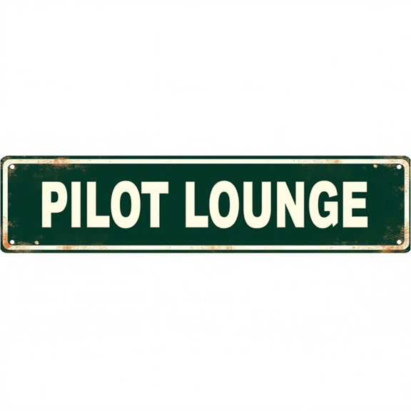 Pilot Lounge Tin Sign 16x4 Inch Gemini RD Pilot Lounge Design - Great for Garage, Man Cave, Outdoor Professional Decor