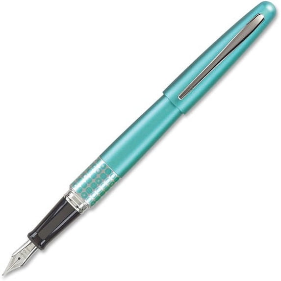 Pilot MR Retro Pop Fountain Pen - Fine Pen Point - Refillable - Black Gel-based Ink - Turquoise Barrel - 1 Each | Bundle of 2 Each