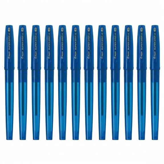 Pilot Medium Line 1 mm Tip Super Grip G Stick Ballpoint Pen - Blue, Box of 12
