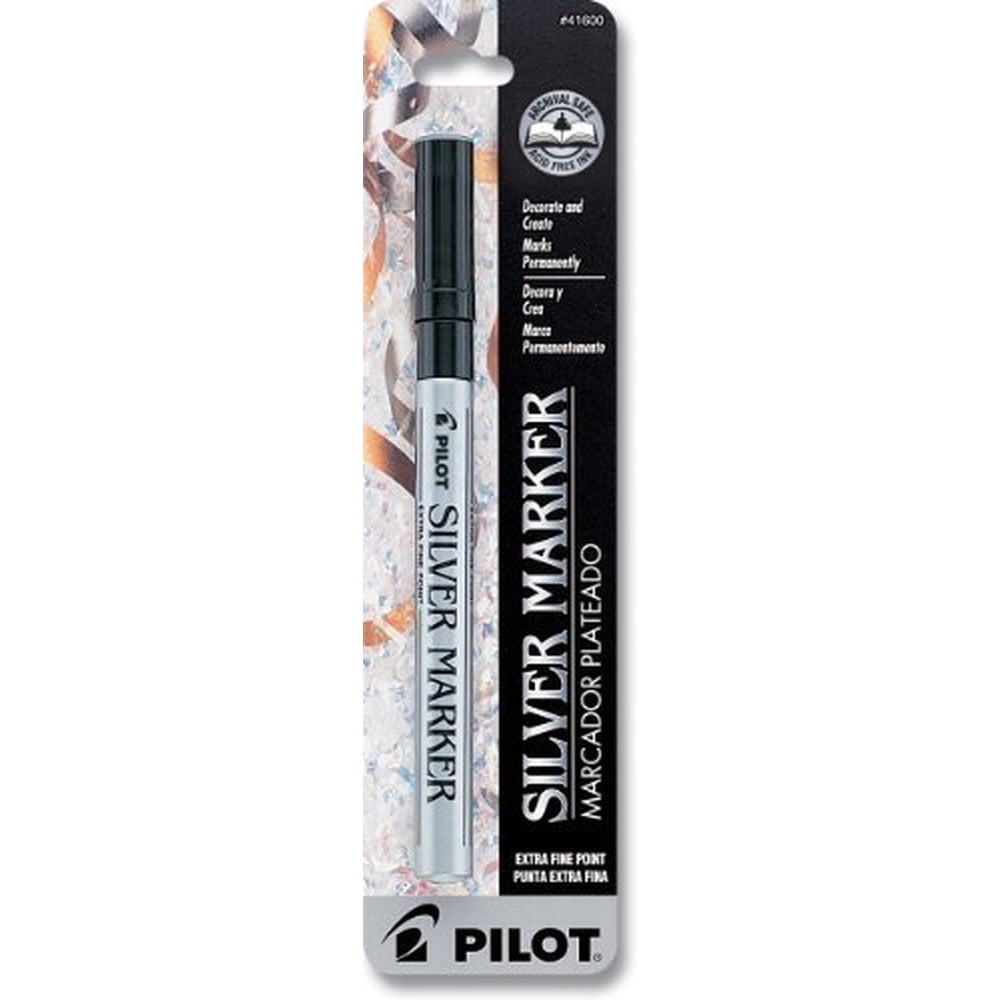 Pilot Metallic Permanent Marker, Extra-Fine, Silver (Pack of 2)