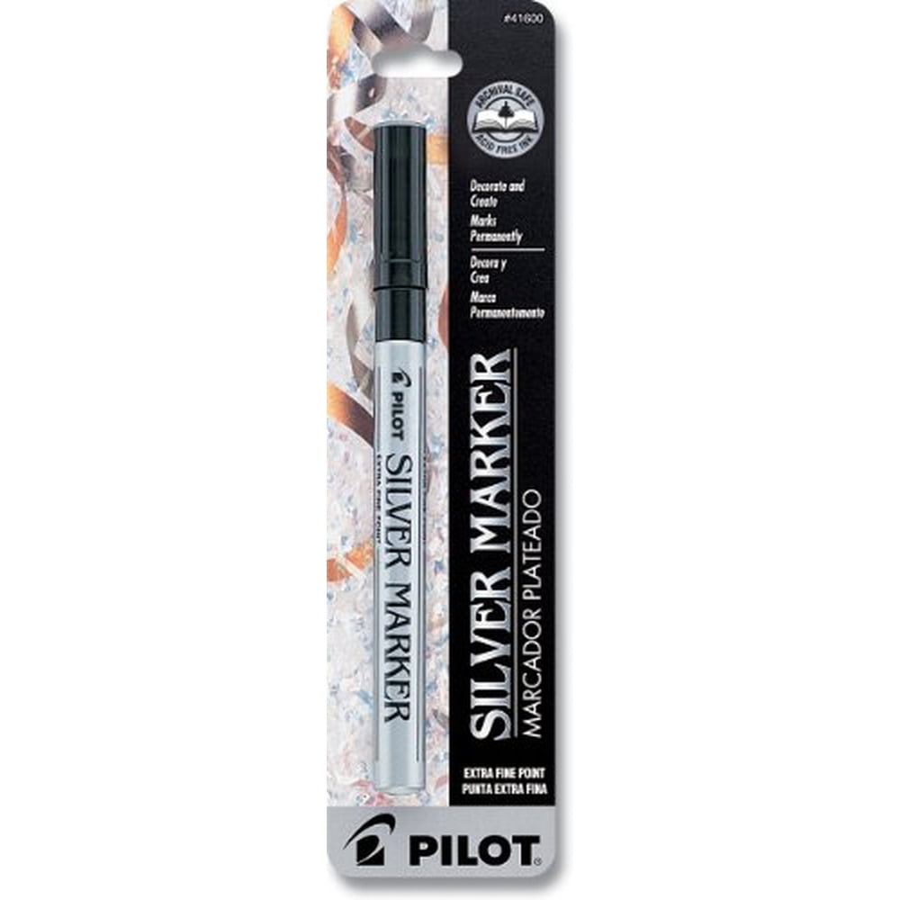 Pilot Metallic Permanent Marker, Extra-Fine, Silver (Pack of 6)