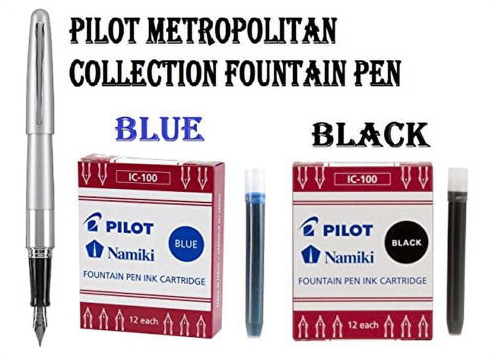 Pilot Metropolitan Collection Fountain Pen, Silver Barrel, Classic Design, Me...
