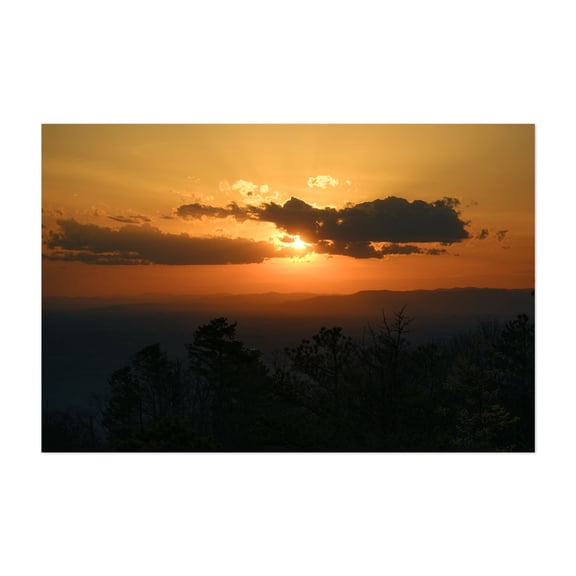 Pilot Mountain Sunset - Pilot Mountain North Carolina Photography Sunset Nature Landscape Mountain Scenic Forest Autumn Unframed Wall Art Print 4 x 6 inches