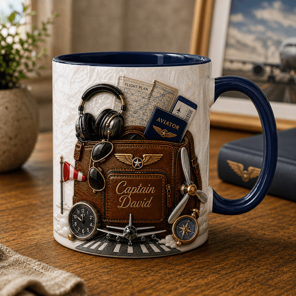 Pilot Mug 3D Effect Aviator Coffee Cup Gift for Captain or Flight Crew
