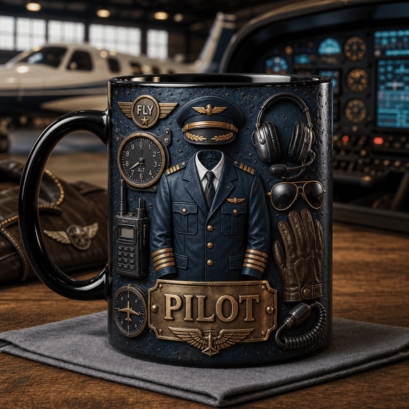 Pilot Mug Custom Coffee Cup Aviation Gift for Pilots, Flight Instructors, Crew
