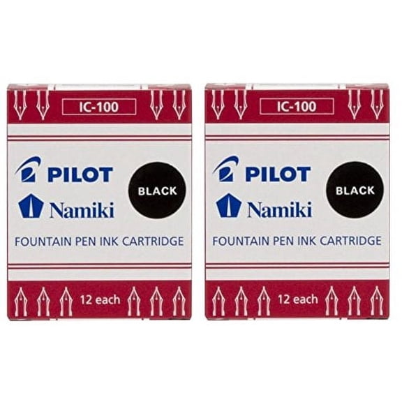 Plumix Fountain Pen Refill Cartridge, Black Ink, 12/box | Bundle of 2 Boxes