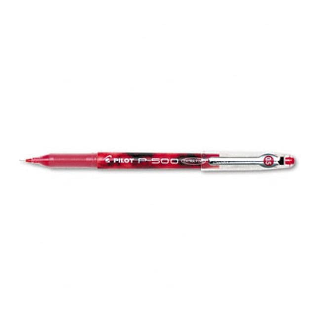 Pilot  P-500 Gel Ink Stick Roller Ball Pen Red Brl-Ink Extra Fine Pt 0.30 mm Pack of 12 - Red