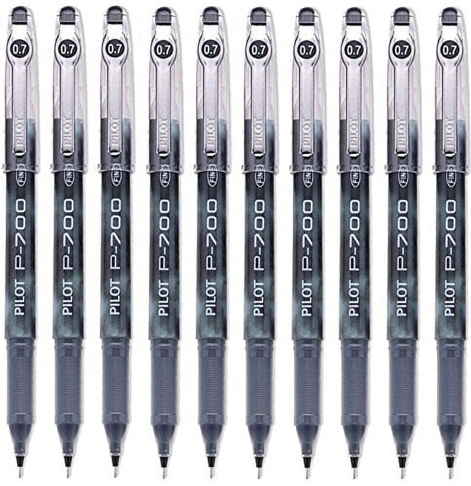 Pilot P-700 Rollerball Stick Gel Pen, Black Ink, Fine Point 10-PACK(38610)
