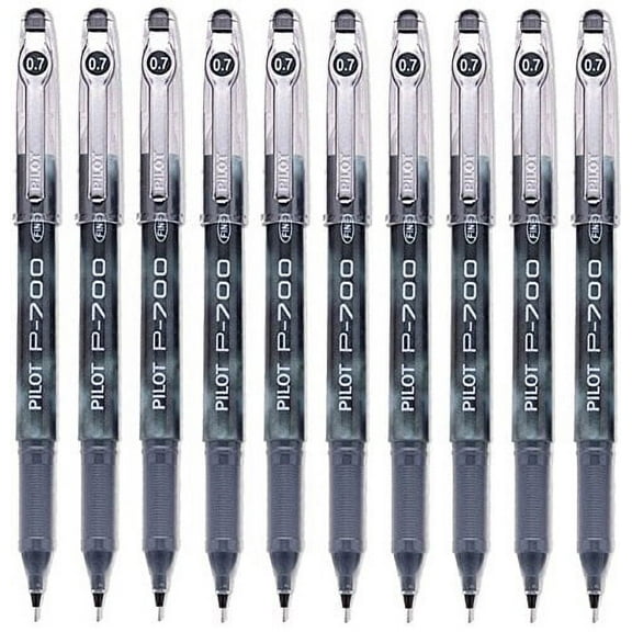 Pilot P-700 Rollerball Stick Gel Pen, Black Ink, Fine Point 10-PACK(38610)