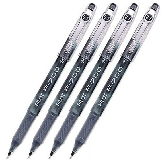 Pilot P-700 Rollerball Stick Gel Pen, Black Ink, Fine Point 4-PACK(38610)