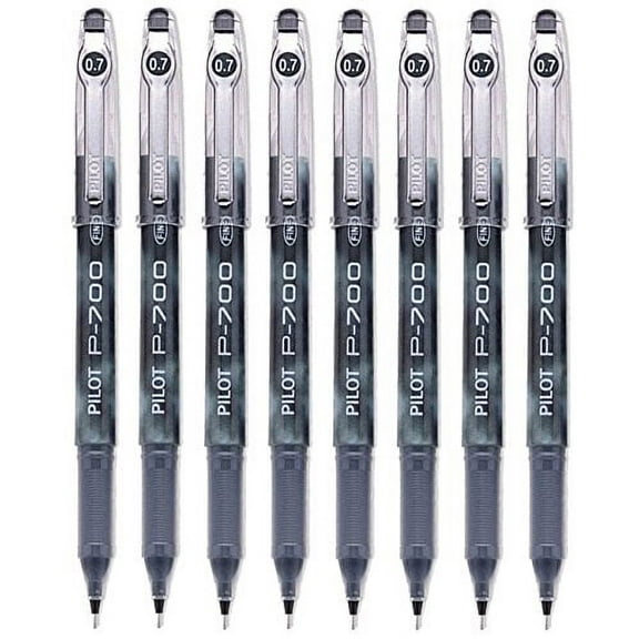 Pilot P-700 Rollerball Stick Gel Pen, Black Ink, Fine Point 8-PACK(38610)