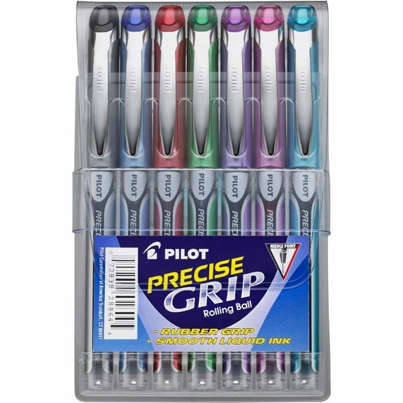 Pilot Precise Grip Capped Rollerball Pens Extra Fine 0.5 mm , Assorted Ink Color, 7 Count