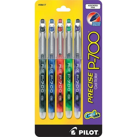 Pilot, PIL38617, Precise P-700 Precision Point Fine Capped Gel Rolling Ball Pens, 5 / Pack