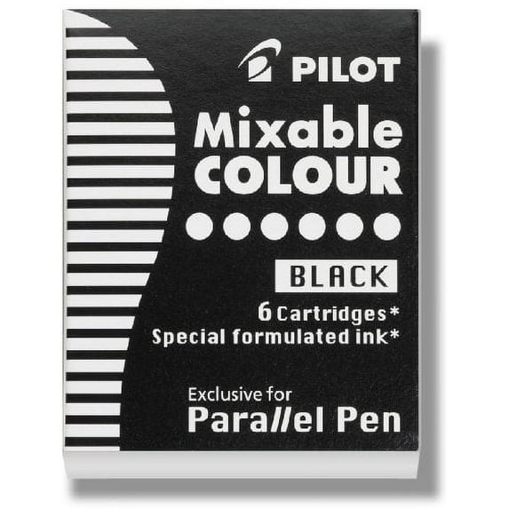 Pilot Parallel Pen Ink Refills for Calligraphy Pens, Black, 6 Cartridges per Pack (77305)