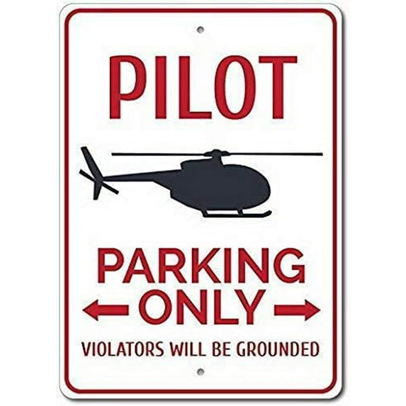 Pilot Parking Metal Signs Decorative Retro Tin Sign Poster Plaque Home Deocr Funny Gifts 8 X 12, Pilot Gift, Pilot Decor, Helicopter Gift