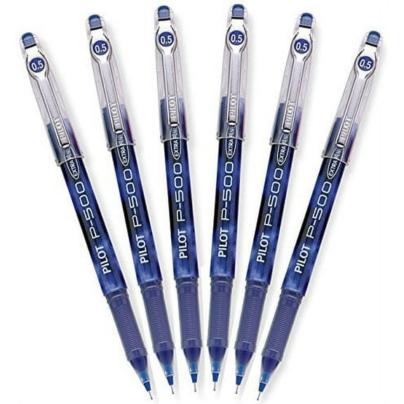 Pilot Precise P-500 Gel Ink Rolling Ball Pens, Extra Fine Point, Blue Ink, 6 Pens.