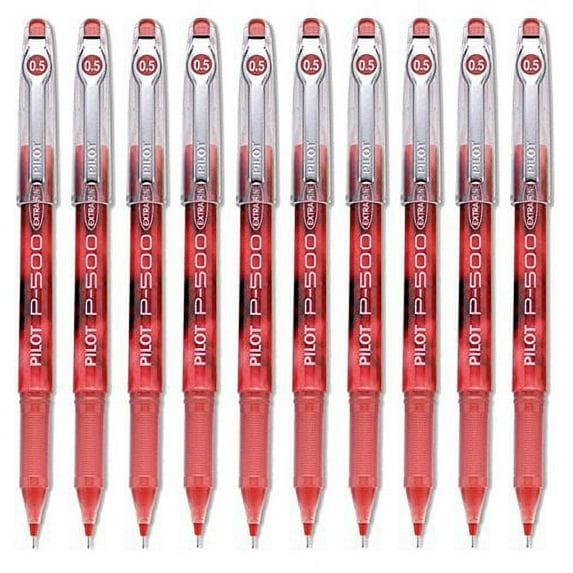 Pilot Precise P-500 Gel Rolling Ball Pen, Extra Fine 10 Pens (Red)