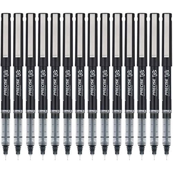 Pilot Precise V5 Premium Rolling Ball Stick Pens, Extra Fine Point, 0.5 mm, Black Ink, 14 Count