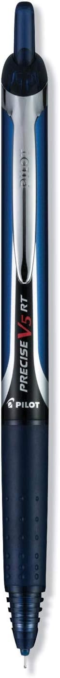 Pilot, Precise V5 RT Refillable & Retractable Rolling Ball Pens, Extra Fine Point 0.5 mm, Navy Blue, Pack of 12