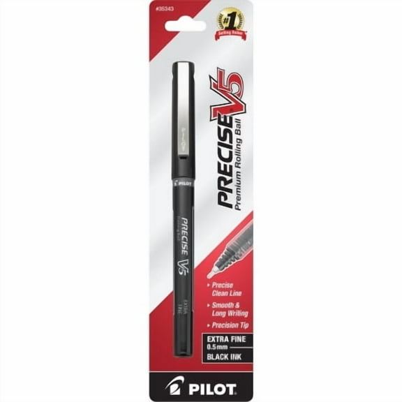 Pilot Precise V5 Extra-Fine Premium Capped Rolling Ball Pens Extra Fine Pen Point - 0.5 mm Pen Point Size - Needle Pen Point Style - Black - Black Barrel - 1 / Pack