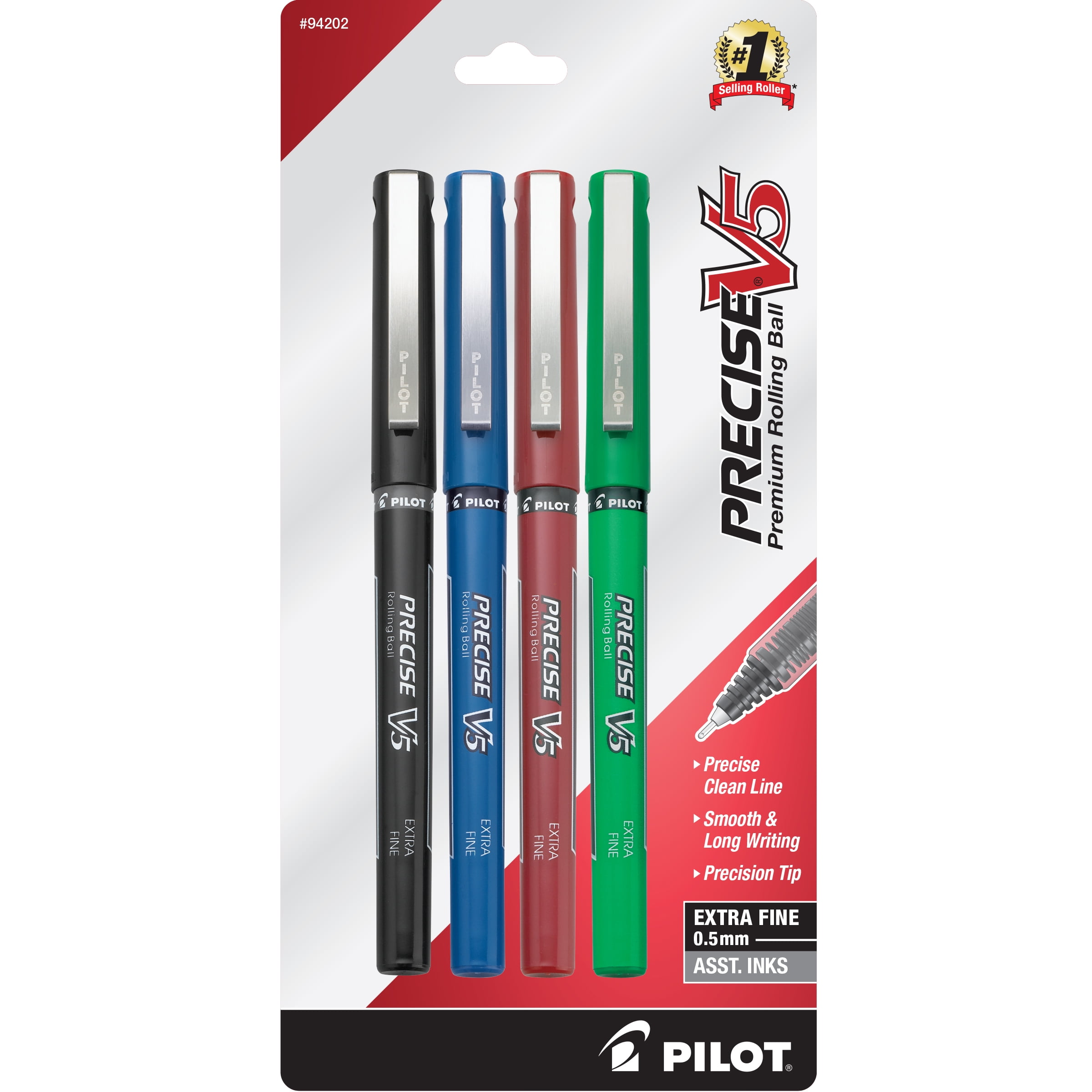 Pilot Precise Grip Extra-Fine Capped Rolling Ball Pens - Extra Fine Pen  Point - 0.5 mm Pen Point Size - Needle Pen Point Style - Black, Red, Blue,  Green, Purple, Pink, Turquoise - 7 / Pack - Filo CleanTech