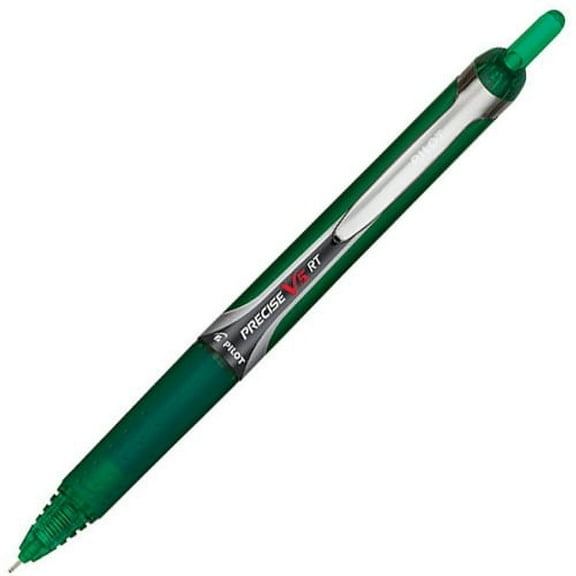 Pilot Precise V5 RT Extra-Fine Premium Retractable Rolling Ball, Pens Extra Fine Pen Point - 0.5 mm Pen Point Size - Needle Pen Point Style - Refillable - Retractable - Green - Green Barrel - 12 / Doz
