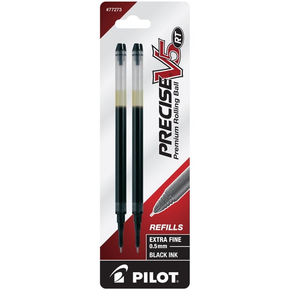 Pilot Precise V5 RT Pen Refills, Extra Fine Point (0.5 mm), Black Ink, 2 Count