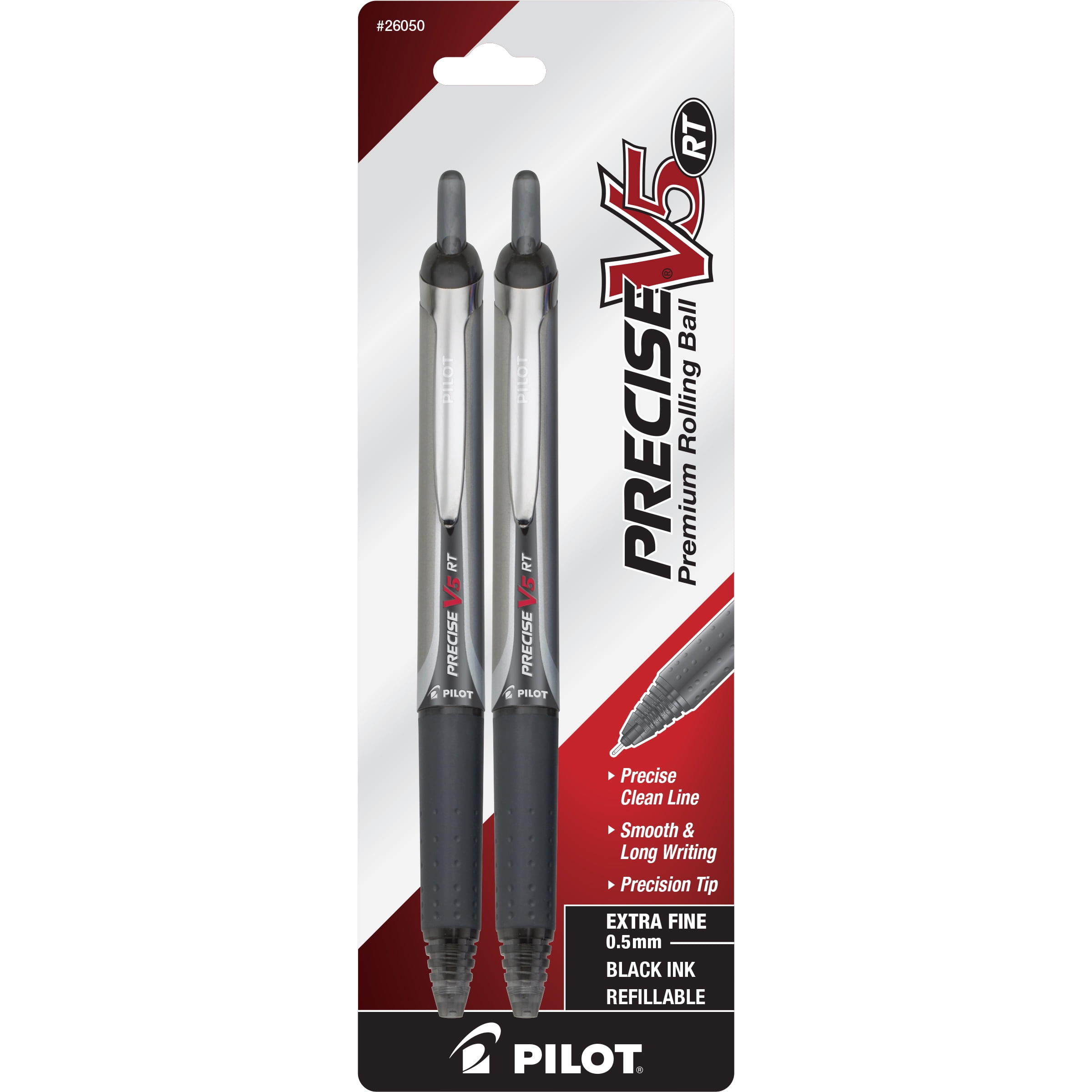 Pilot Precise V5 RT Extra-Fine Premium Retractable Rolling Ball Pens - Extra Fine Pen Point - 0.5 mm Pen Point Size - Needle Pen Point Style - Refillable - Retractable - Blue - Blue Barrel - 2 / Pack Pilot Precise V5 RT Extra-Fine Premium Retractable Rolling Ball Pens - Extra Fine Pen Point - 0.5 mm Pen Point Size - Needle Pen Point Style - Refillable - Retractable - Blue - Blue Barrel - 2 / Pack