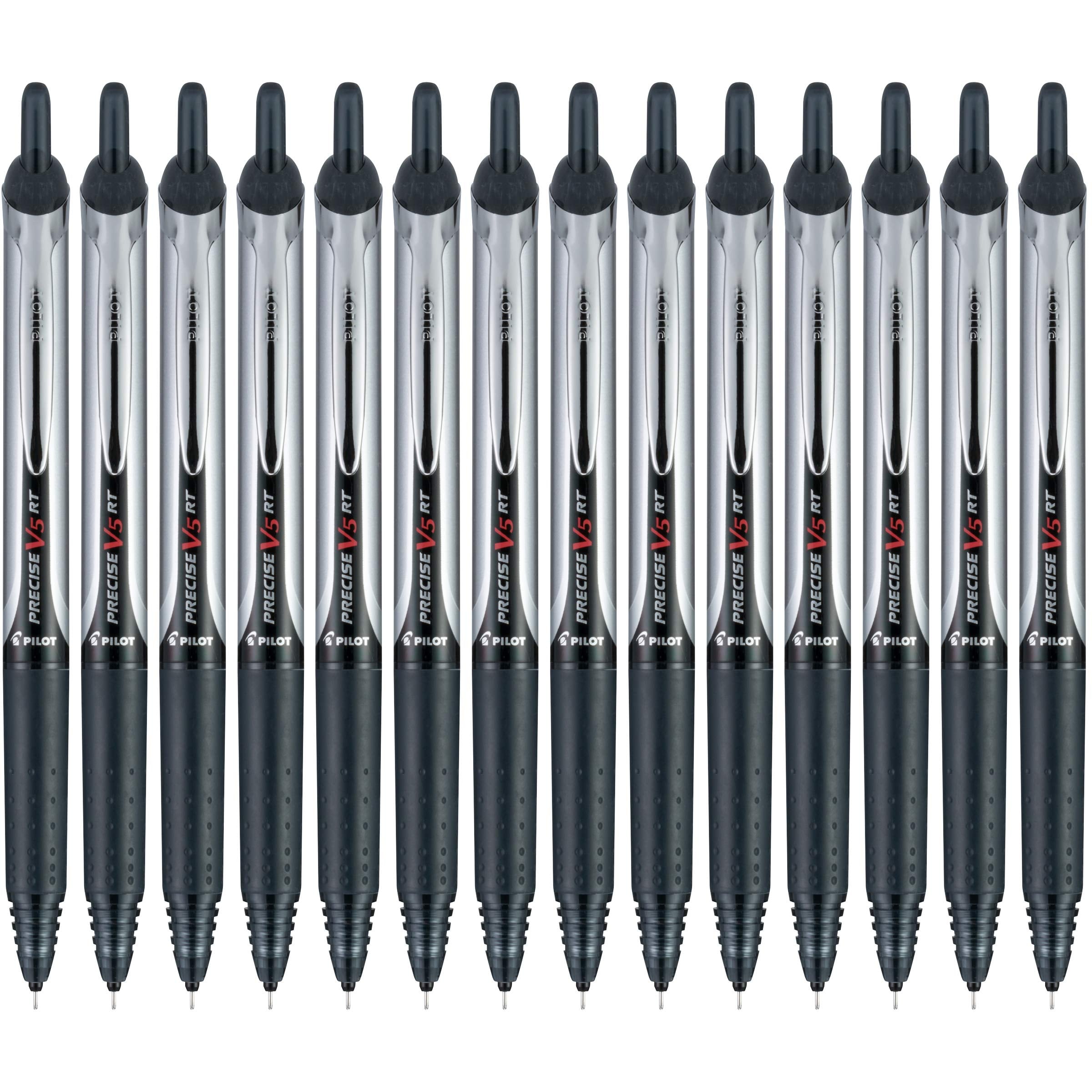 Pilot Precise V5 Premium Rolling Ball Retractable Pens, Extra Fine Point,0.5 mm, Black Ink, 14 Count