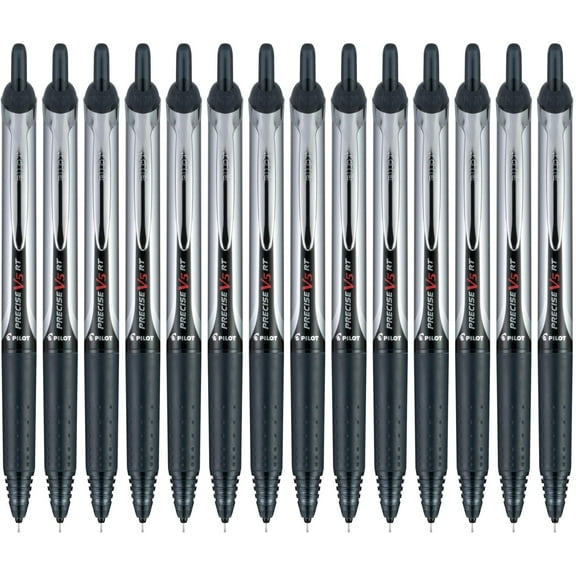 Pilot Precise V5 Premium Rolling Ball Retractable Pens, Extra Fine Point,0.5 mm, Black Ink, 14 Count