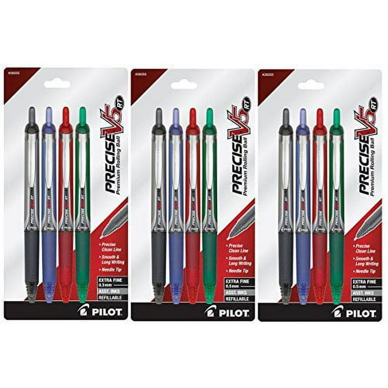  Pilot V5 Liquid Ink Rollerball 0.5 mm Tip (Pack of 3) -  Black/Blue/Red : Office Products