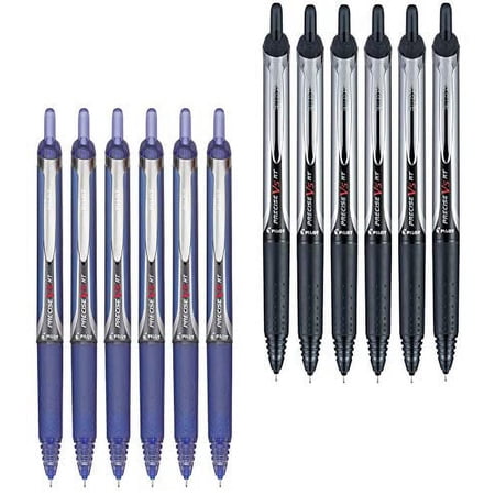 Pilot Precise V5 RT Retractable Rolling Ball Pens, Extra Fine Point (12-Pack, Black/Blue)