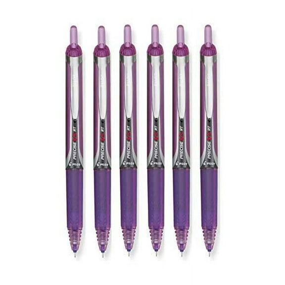 Pilot Precise V5 RT Retractable Rolling Ball Pens, Extra Fine Point, Purple Ink, 6 Pens