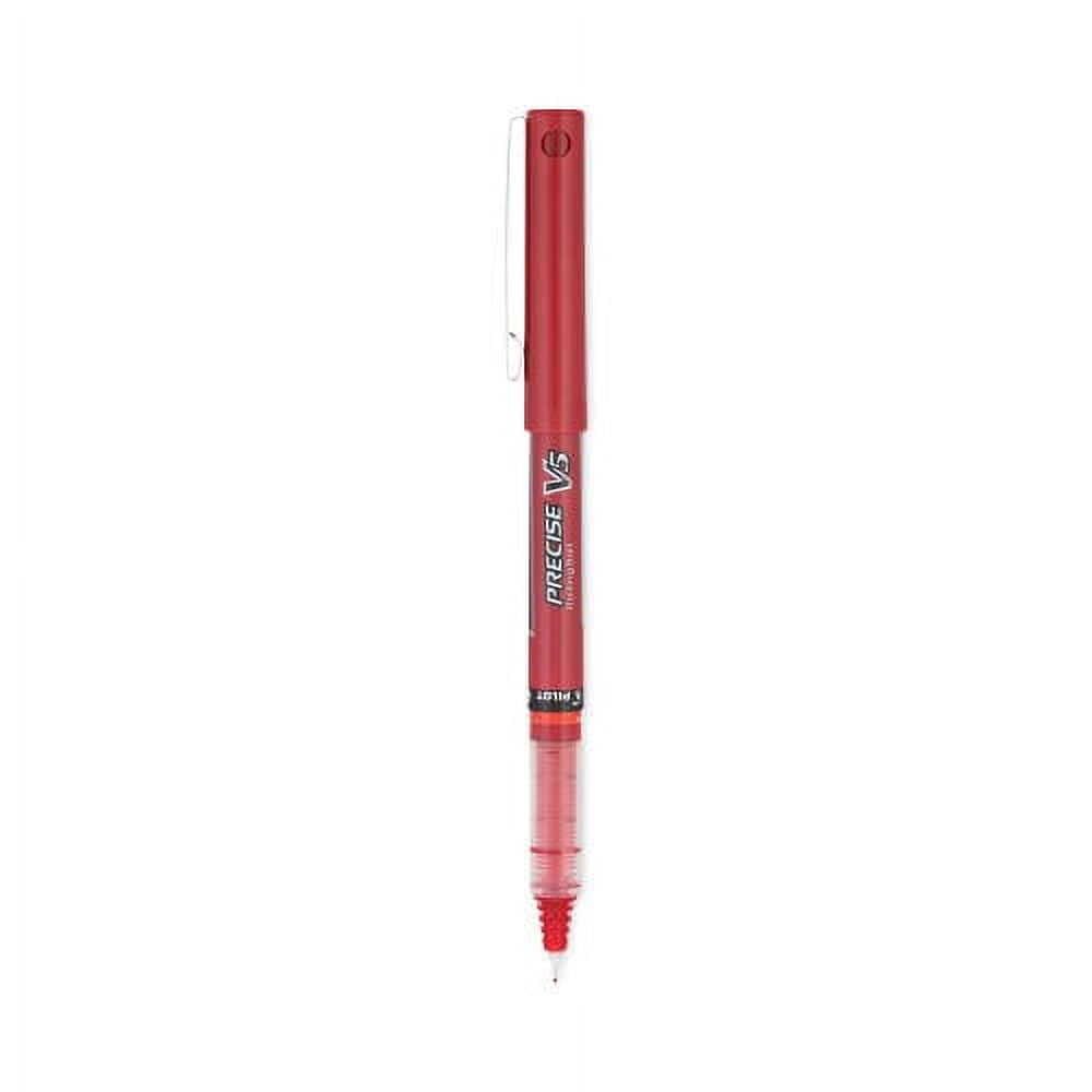 Pilot Precise V5 Roller Ball Pen, Stick, Extra-Fine 0.5 mm, Red Ink, Red Barrel, Dozen, Each