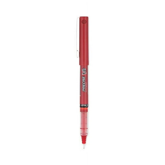 Pilot Precise V5 Roller Ball Pen, Stick, Extra-Fine 0.5 mm, Red Ink, Red Barrel, Dozen, Each