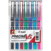 Pilot - Precise V5 Roller Ball Stick Pen, Needle Point, Assorted Inks, Extra Fine - 7 Pens