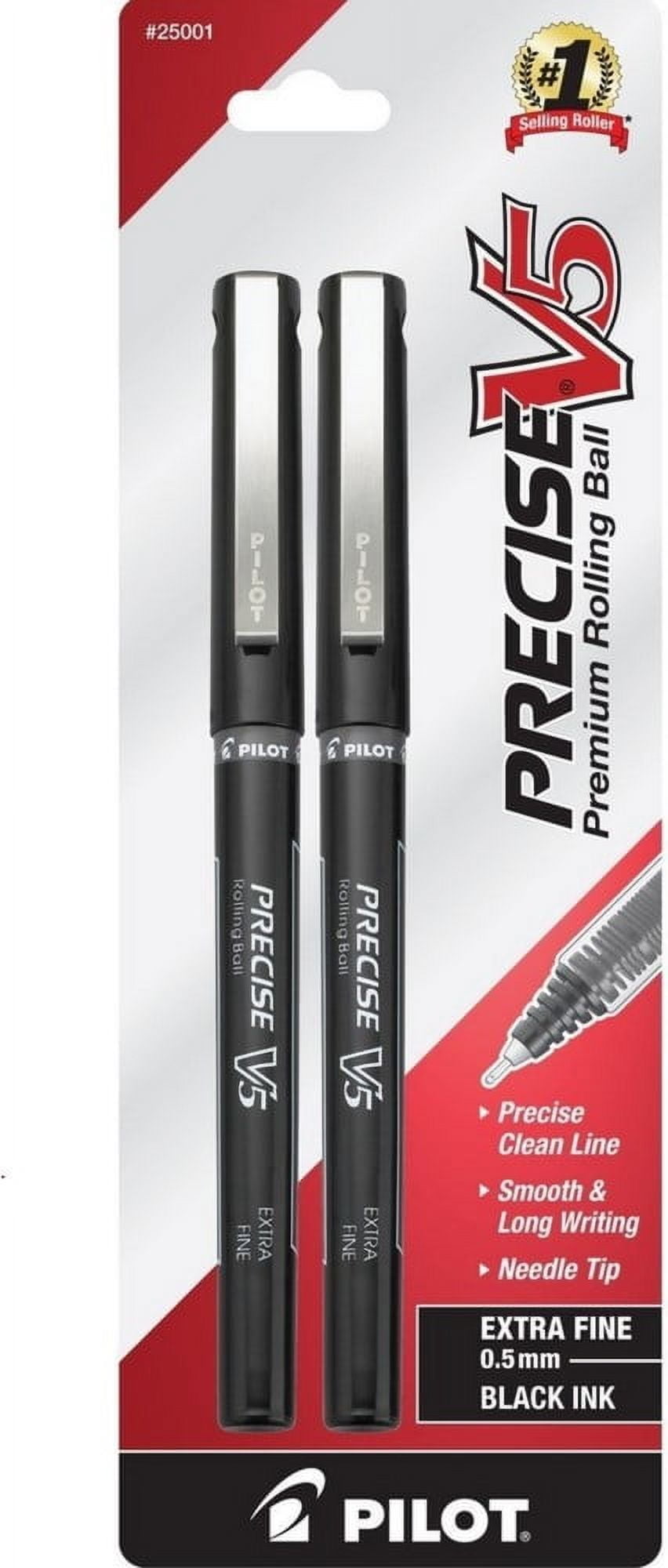 Pilot Precise V5 Rolling Ball Extra Fine Point Pens, Black Ink 2 ea (Pack of 6)