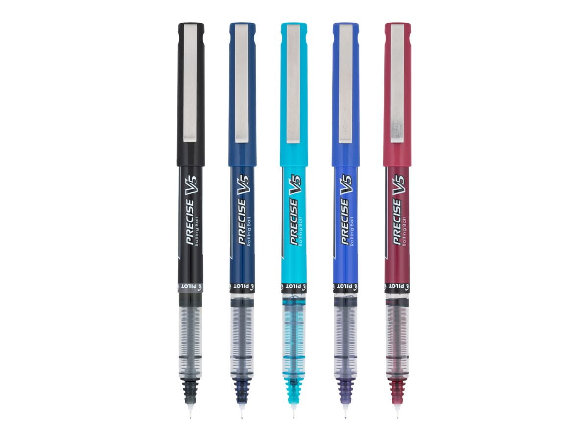 Pilot Precise V5 Rolling Ball Pens, Extra Fine Point, 0.5 mm, Assorted Barrels, Assorted Ink Colors, Pack Of 5 Pens