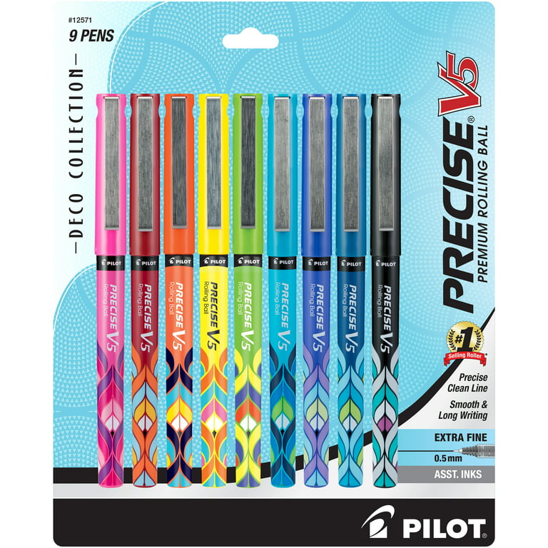 Pilot Precise V5 Stick Pens, Extra Fine Point, Assorted Colors, 9 Count 