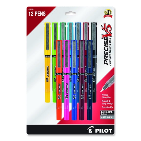 Pilot Precise V5 Stick Roller Ball Pen Fine Assorted Ink/Barrel Dozen 31888