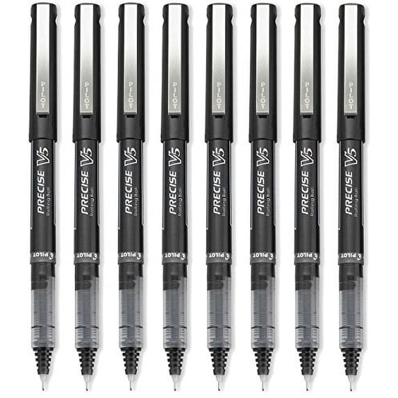 Pilot Precise V5 Stick Rolling Ball Pens, Extra Fine Point, Black 8-PACK(35334)